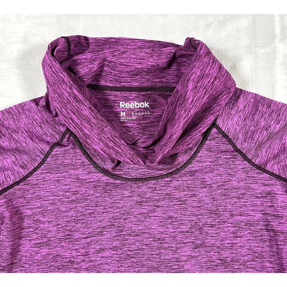 Reebok Womens M Playwarm Performance Cowl Neck Magenta Pullover w Thumbholes - Picture 2 of 16
